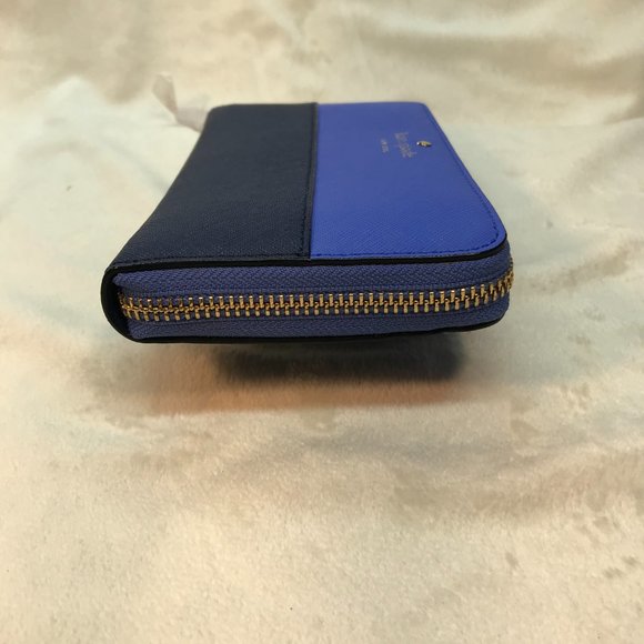 NWT Kate Spade Leather Color Block Zip Around Continental Wallet in Royal & Navy - Picture 6 of 10